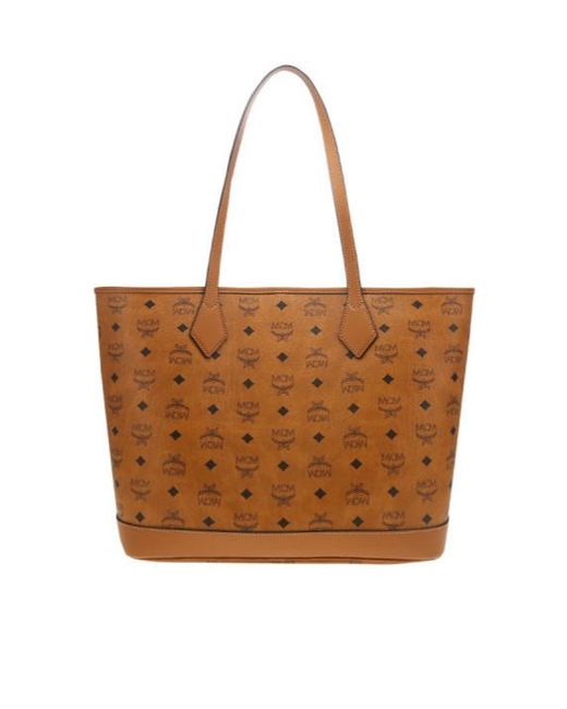 MCM Brown Logo-Pattern Tote Bag