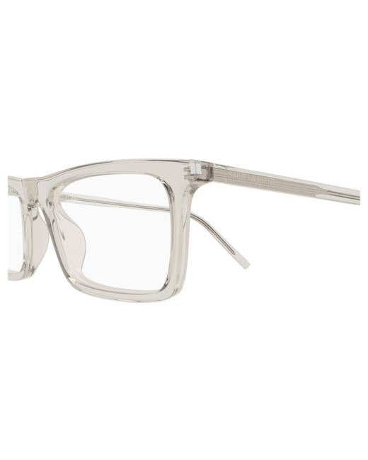 Saint Laurent White Betty Rectangle-Frame Glasses for men