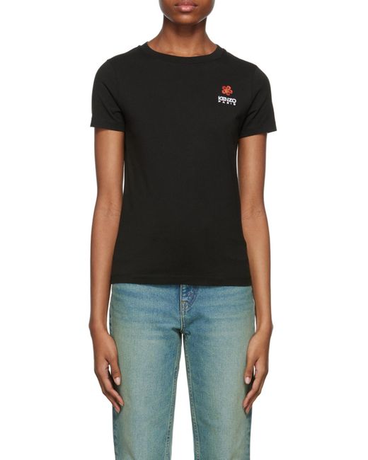 KENZO Black Boke Flower Embroidered Crewneck T-Shirt