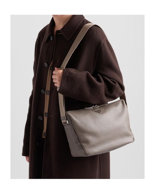 Prada Brown Medium Leather Shoulder Bag for men