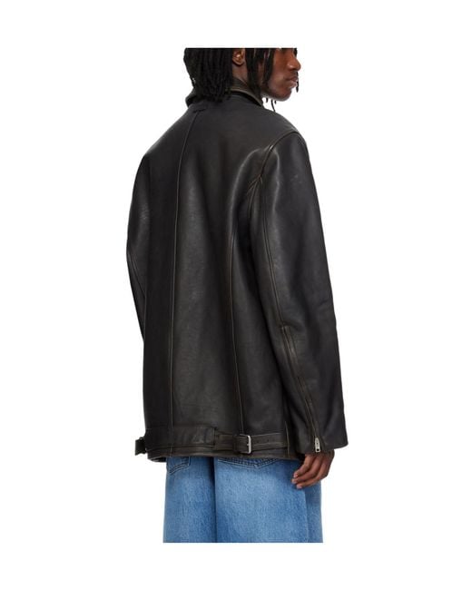 Alexander Wang Black Snap Front Leather Jacket for men