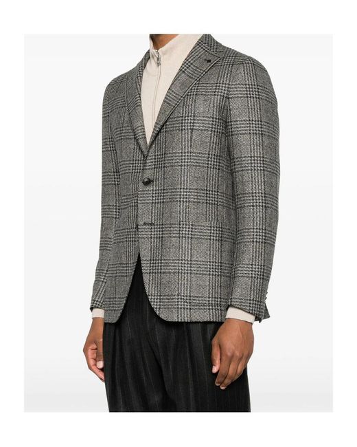 Tagliatore Gray Plaid Suit Jacket for men