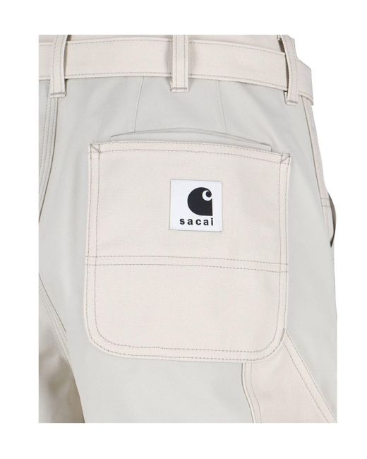 SACAI X CARHARTT WIP White Duck Pants for men