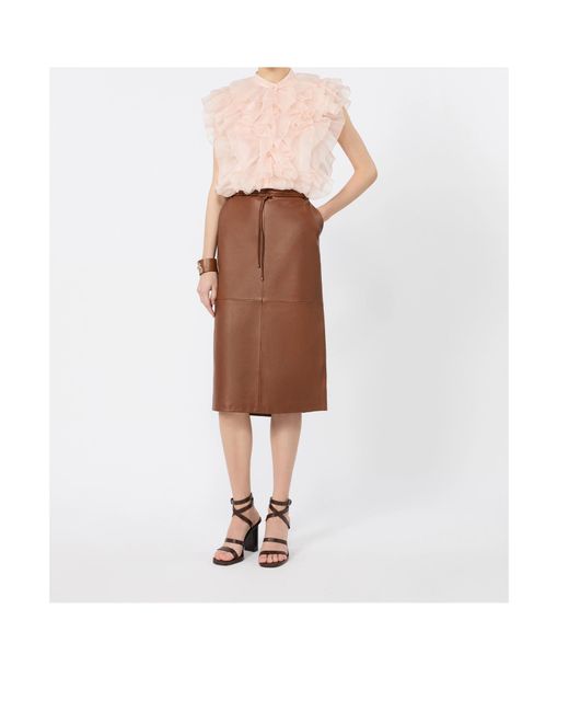 Max Mara Pink Silk Ruffled Blouse