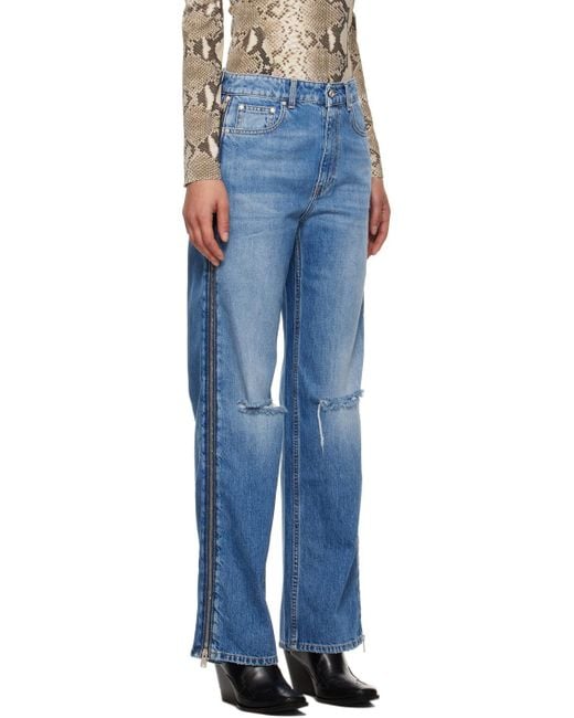 Stella McCartney Blue Logo Patch Straight Leg Jeans