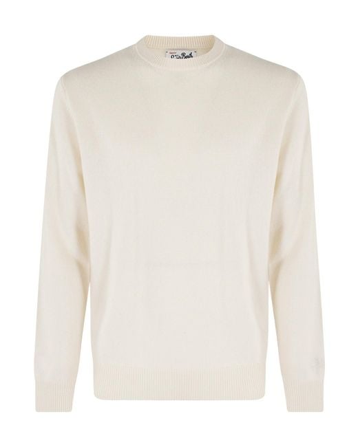 Mc2 Saint Barth White Crew Neck Sweater for men