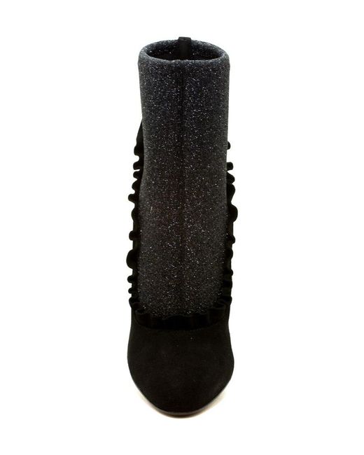 Giuseppe Zanotti Black Short Sock Boots With Lotus Leaf Edges