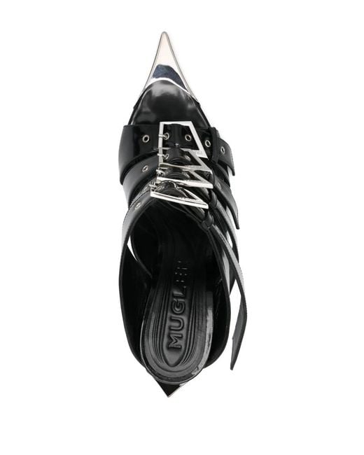 Mugler Black 100Mm Buckle-Detailed Mules