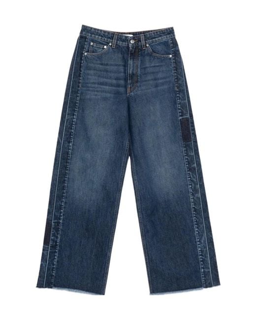 Stella McCartney Blue Frayed Wide Leg Jeans