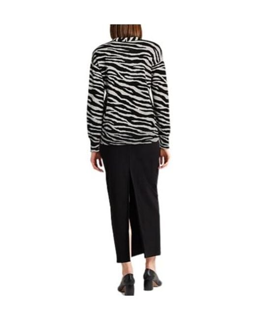 Max Mara Black Zebra-Print Lightweight Knit Sweater