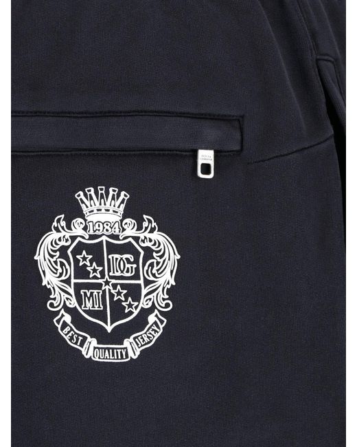 Dolce & Gabbana Blue Heraldic Printed Elastic Waist Track Pants for men