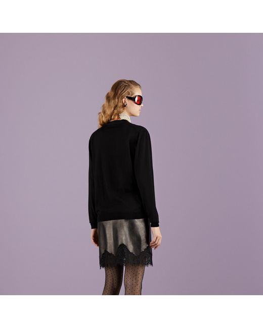 Gucci Black Gg Intarsia Knit Cardigan