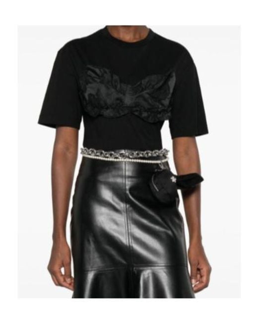 Simone Rocha Black Ruffle Panel T-Shirt