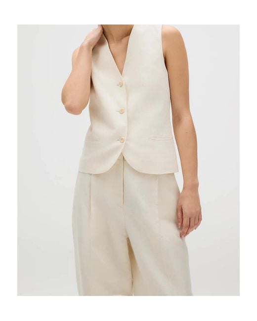 Calvin Klein Natural Structured Pleated Pants