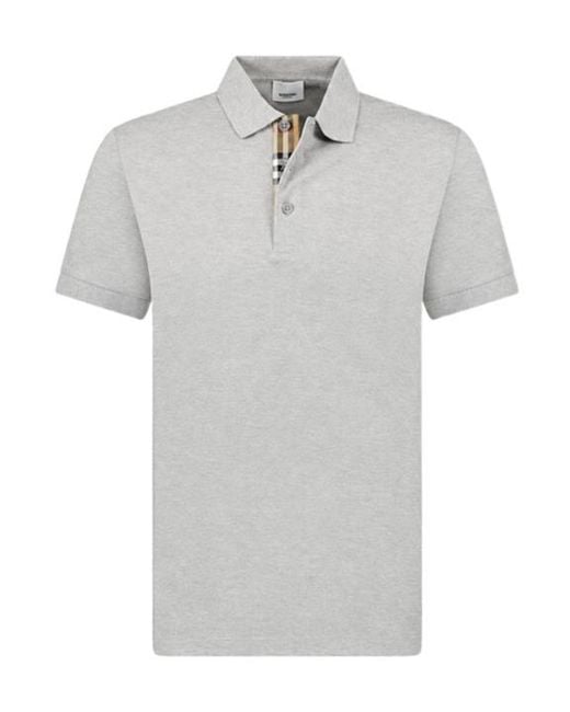 Burberry Gray Cotton Solid-Color Single-Breasted Short-Sleeve Polo Shirt for men