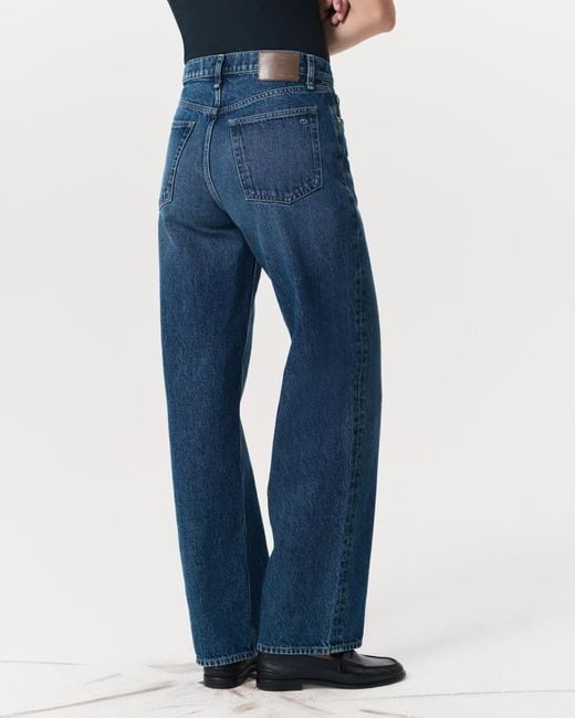 Rag & Bone Blue Shea High-Wise Straight-Leg Jeans