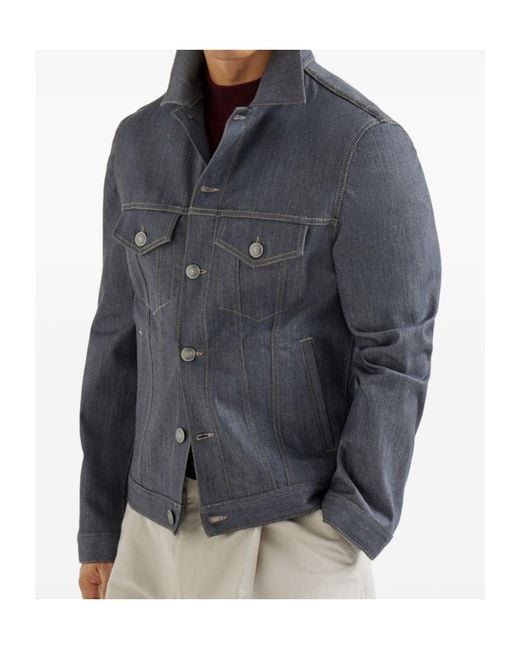 Brunello Cucinelli Blue Denim Four-Pocket Jacket for men
