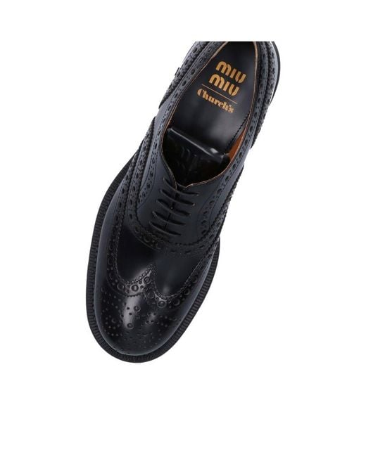 Miu Miu Black Church's X Round Head Lace Up Business Dress Shoes