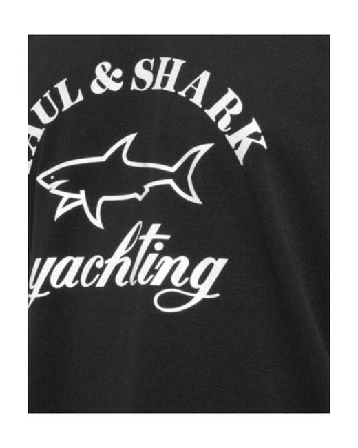 Paul & Shark Black T-Shirt With Round Neck And Short Sleeves for men