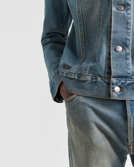 Prada Blue Long-Sleeved Denim Jacket for men