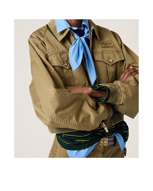 Miu Miu Brown Cotton Bomber Jacket