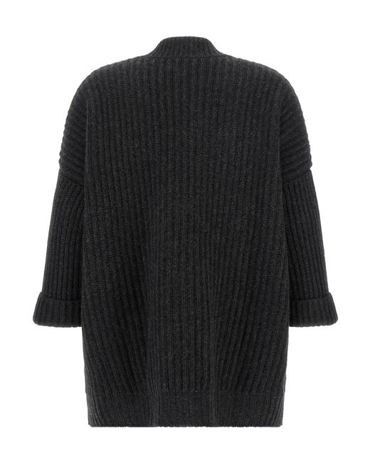 Be You Black Oversized Ribbed Cardigan