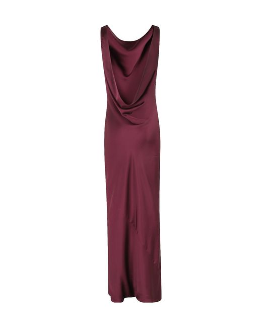 Norma Kamali Purple Sleeveless Low Back Drape Gown