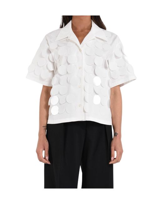 MSGM White Sequined Buttoned Shirt