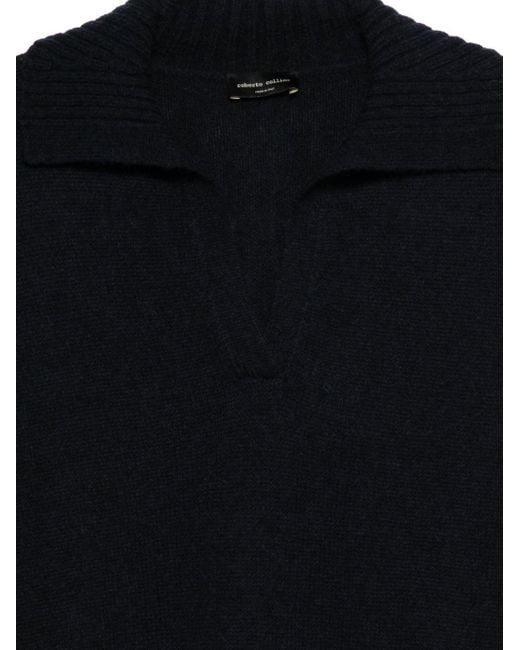 Roberto Collina Black Long-Sleeved Ribbed Sweater