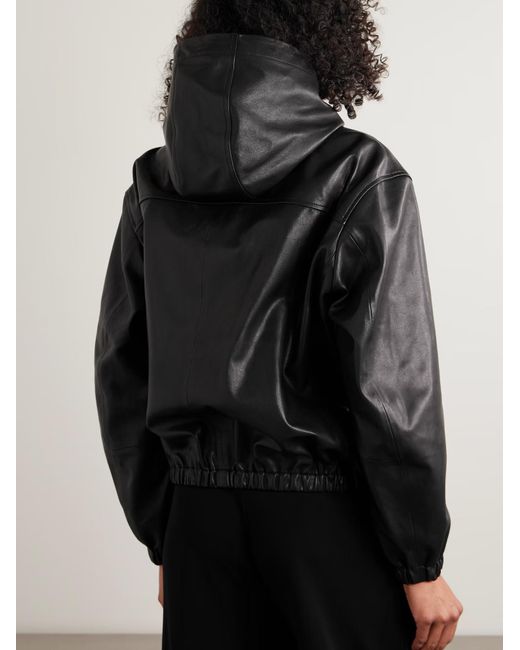 Nour Hammour Black Leo Hooded Patchwork Leather Jacket