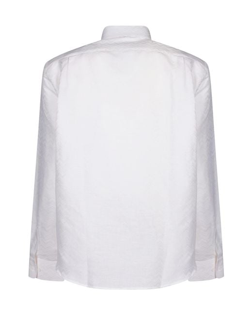 Missoni White Zigzag Pattern Long-Sleeved Shirt for men