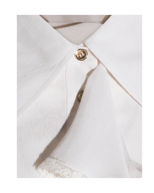 Alberta Ferretti White Ruffled Lace Shirt