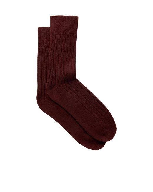 The Elder Statesman Red Ribbed Cashmere Socks