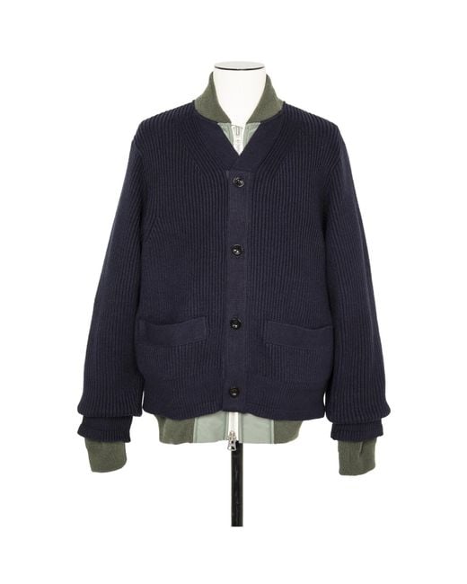Sacai Black Layered Effect Zip-Up Knitted Jacket for men