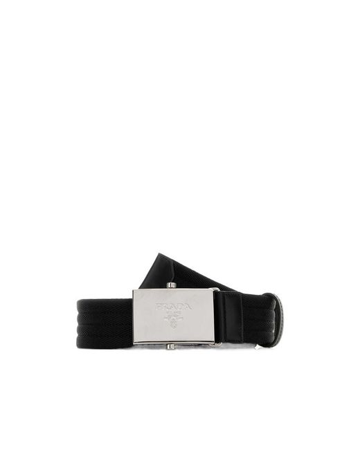 Prada Black Square-Buckle Belt for men