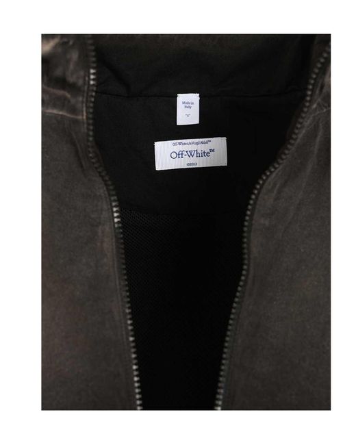 Off-White c/o Virgil Abloh Black Logo Embroidered Zip-Up Jacket for men
