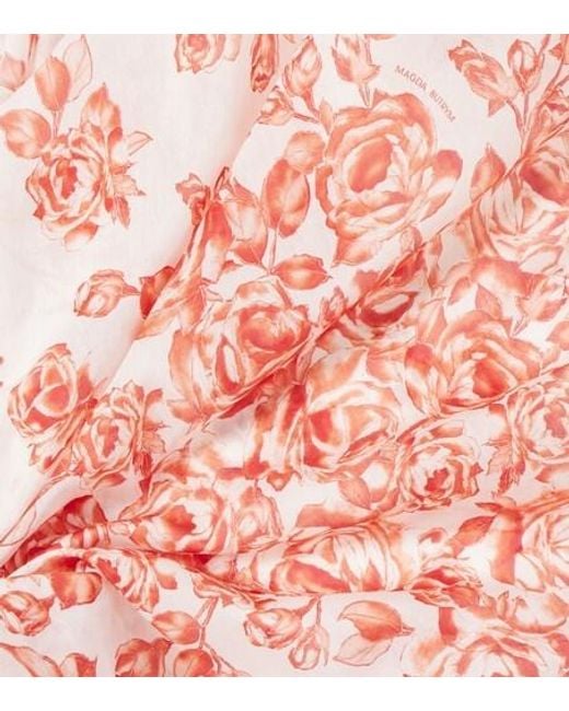 Magda Butrym Pink Floral Printed Cotton And Silk Scarf