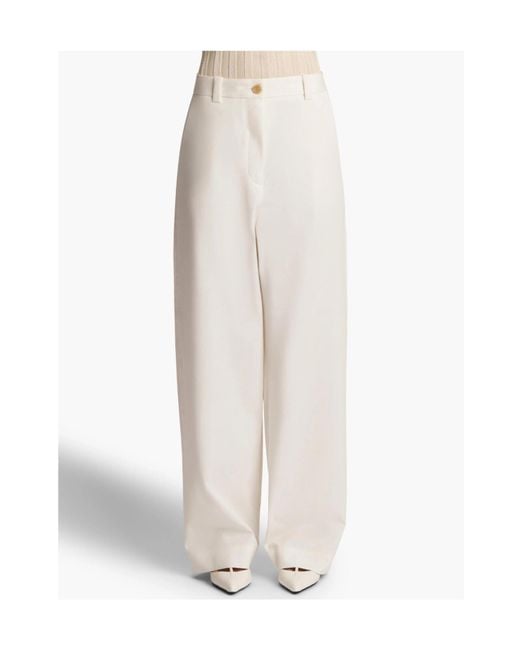 Khaite White Gari Straight-Leg Trousers