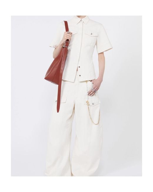 Sportmax White Button-Up Short-Sleeve Shirt