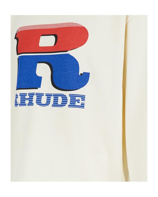Rhude White Logo Print Sweatshirt for men