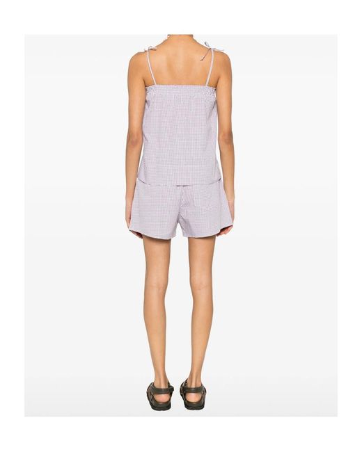 A.P.C. Purple Gingham Tie-Strap Top