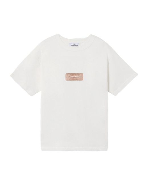Stone Island White Logo-Print T-Shirt for men