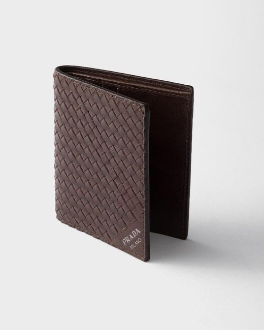 Prada Brown Minuteria Woven Wallet for men
