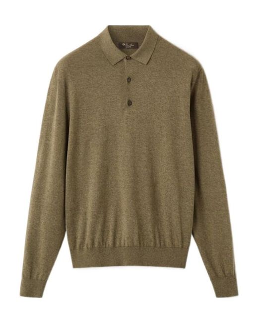 Loro Piana Green Long-Sleeved Polo Shirt for men