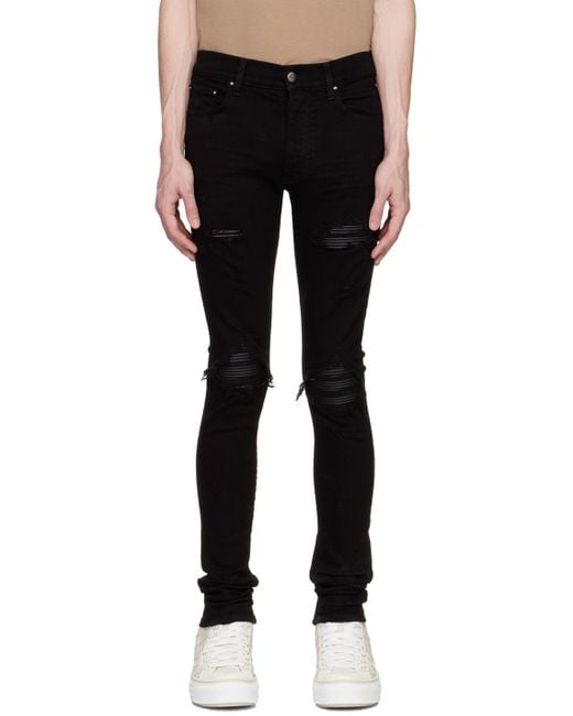 Amiri Black Mx1 Distressed Tapered Leg Jeans for men