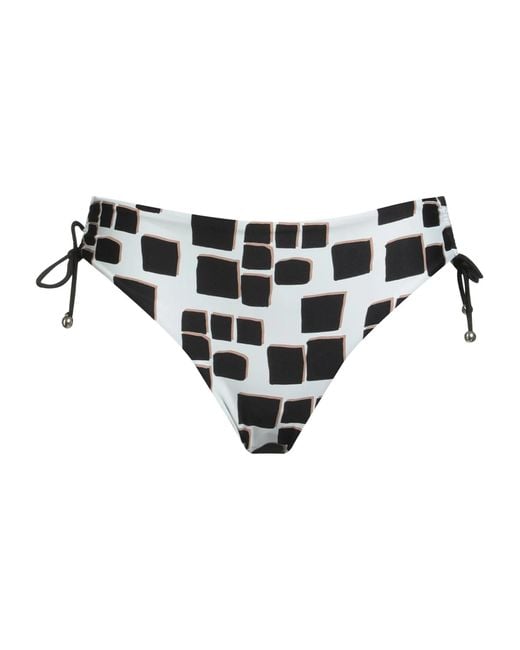 Max Mara Black Plaid Stretch Bikini Bottoms