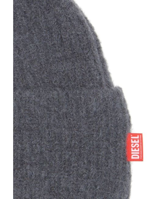 DIESEL Blue K-Lollo-Hat Knitted Beanie for men