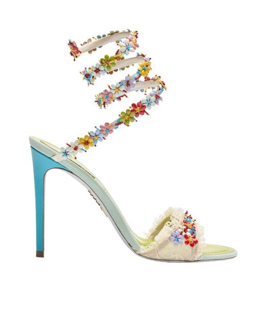 Rene Caovilla Metallic Round-Toe High-Heeled Sandals