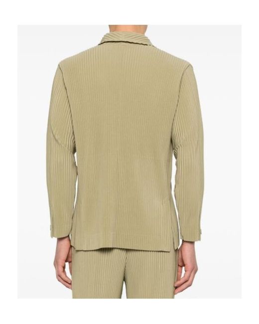 Homme Plissé Issey Miyake Natural Buttoned Pleated Jacket for men