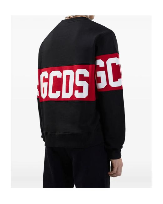 Gcds Black Band-Logo Drop Shoulder Sweatshirt for men